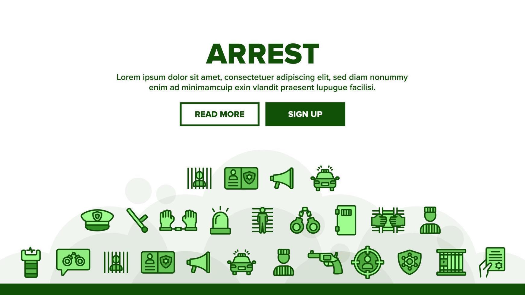 Collection Arrest Elements Sign Icons Set Vector