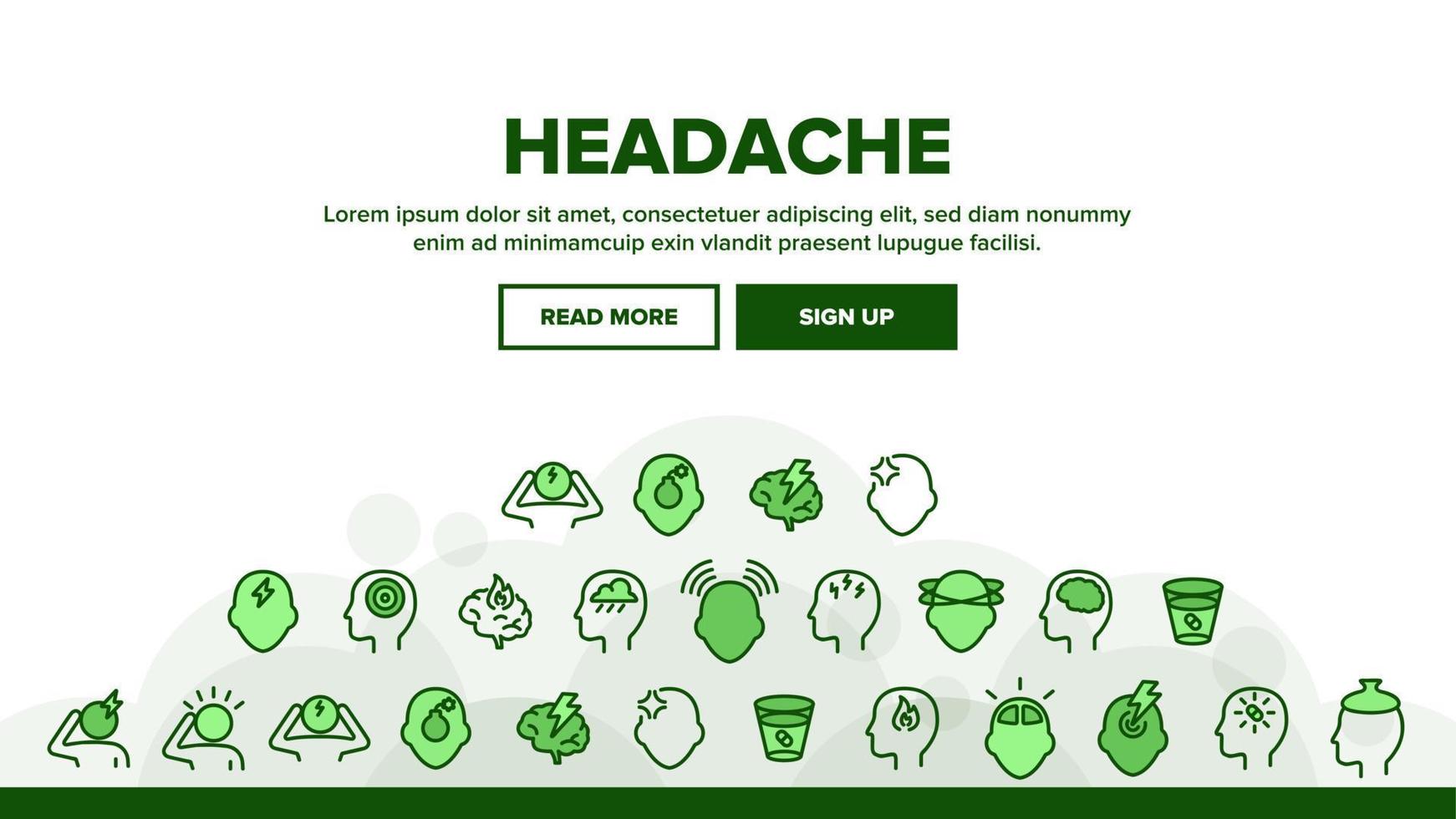 Collection Headache Elements Icons Set Vector