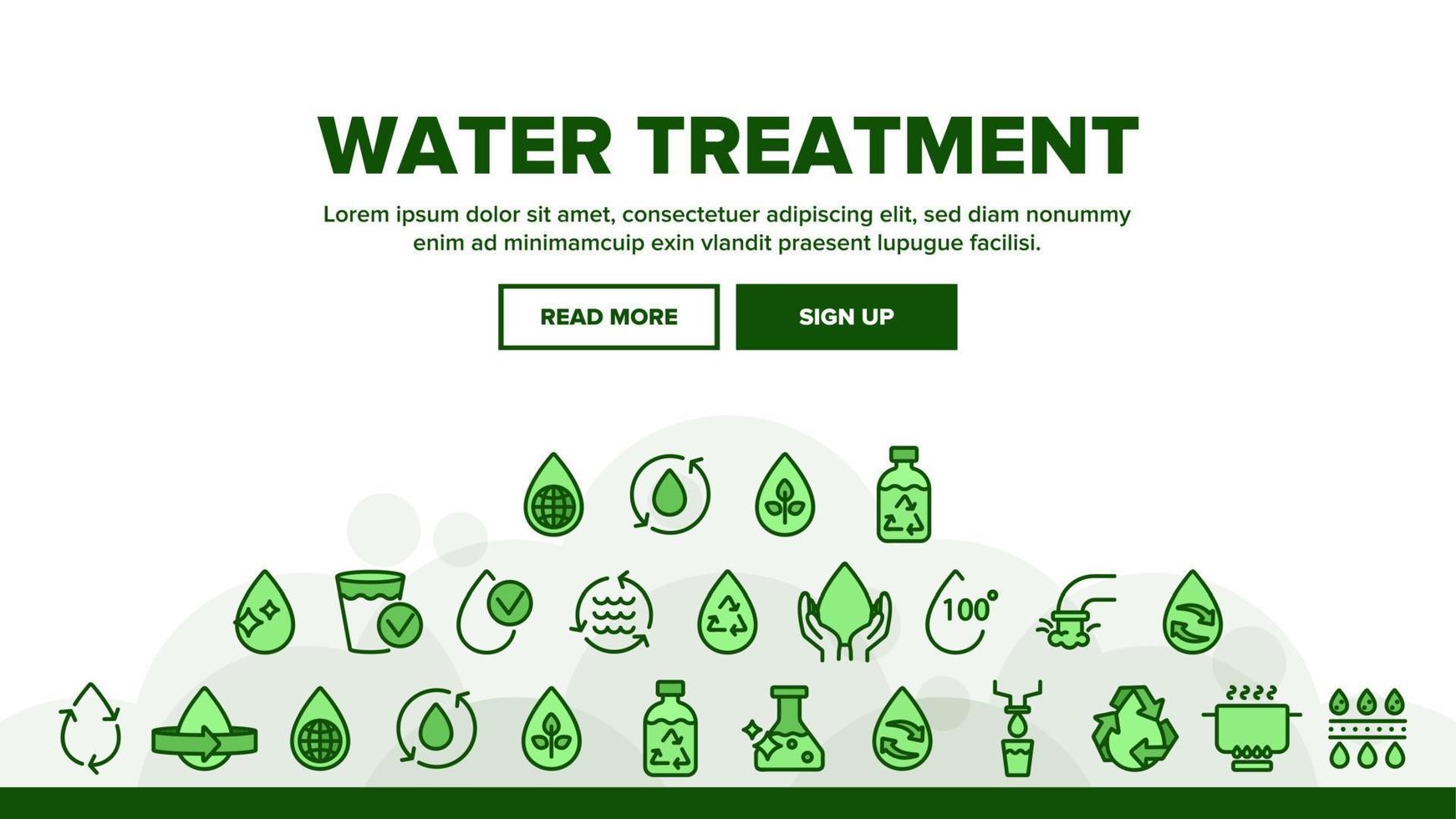 Collection Water Treatment Signs Icons Set Vector