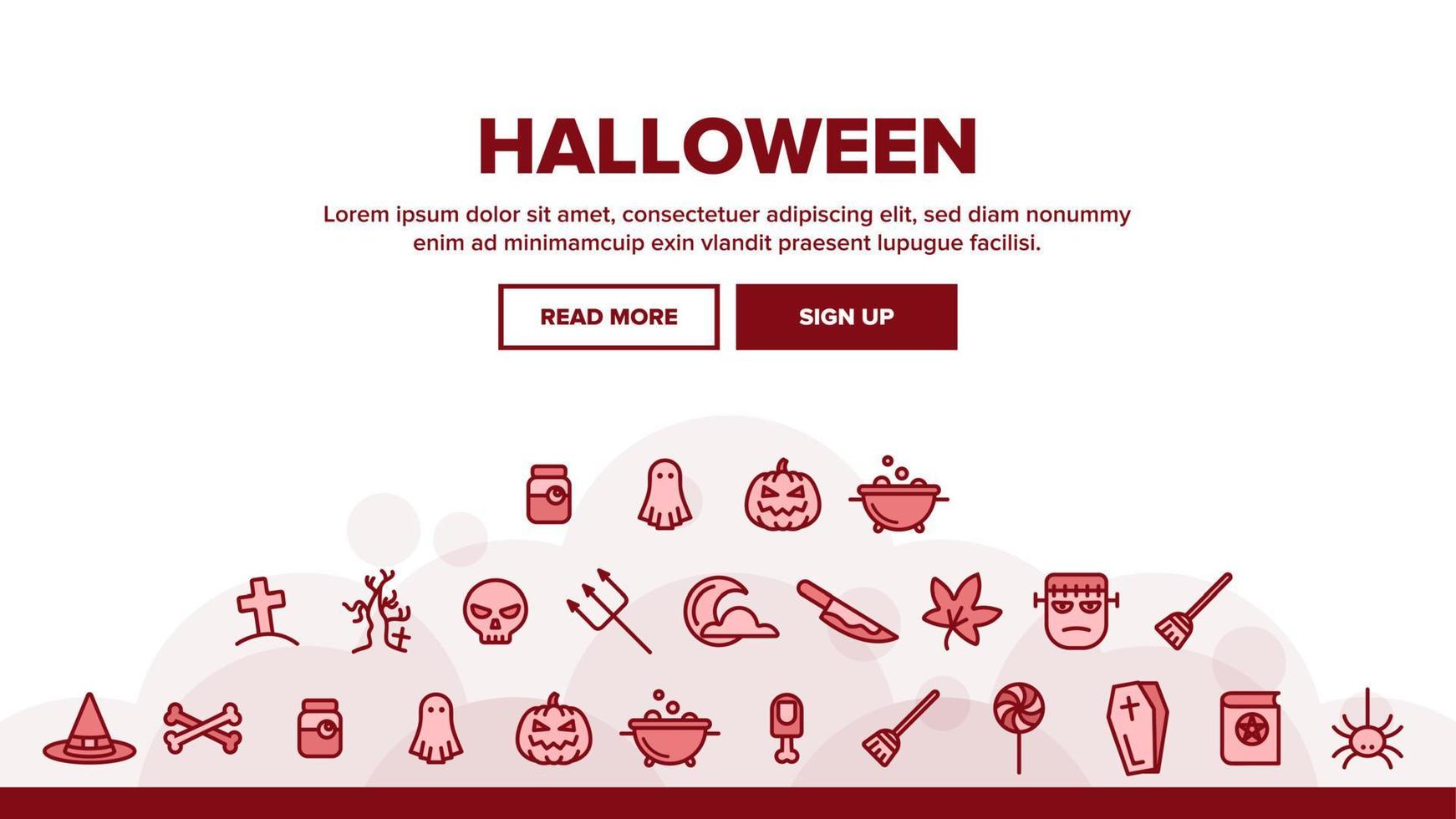 Collection Different Halloween Icons Set Vector