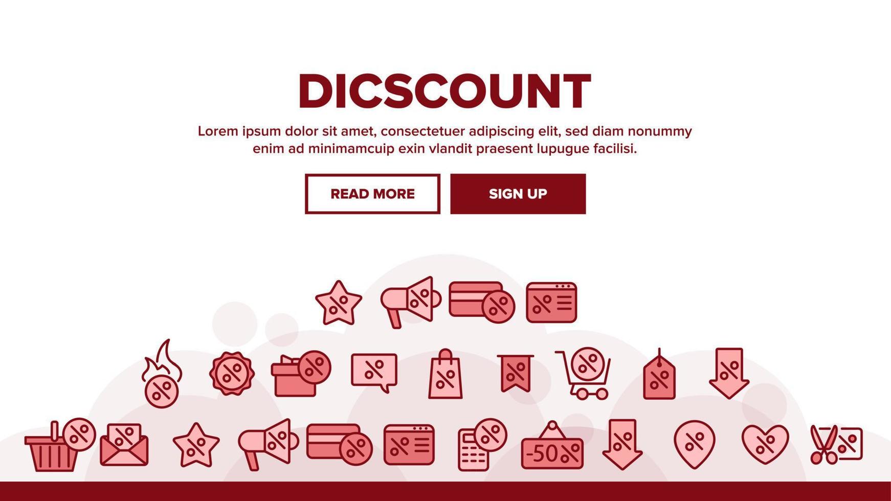 Collection Discount Thin Line Icons Set Vector