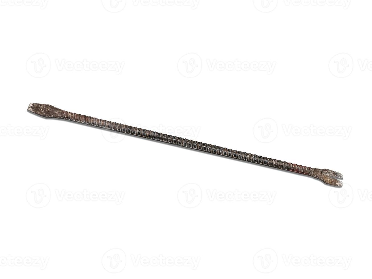 Top view of old crowbar isolated on white background photo