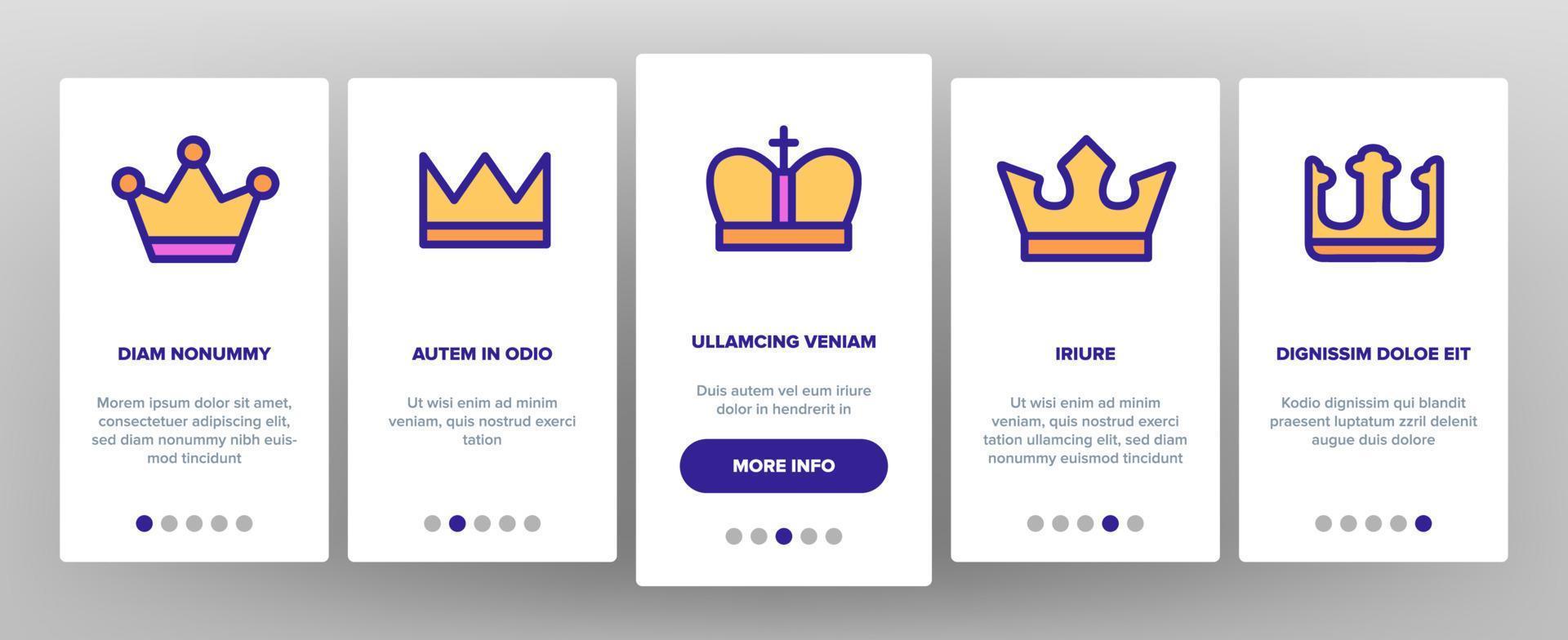 Royal Headwear, Crowns And Tiaras Vector Onboarding