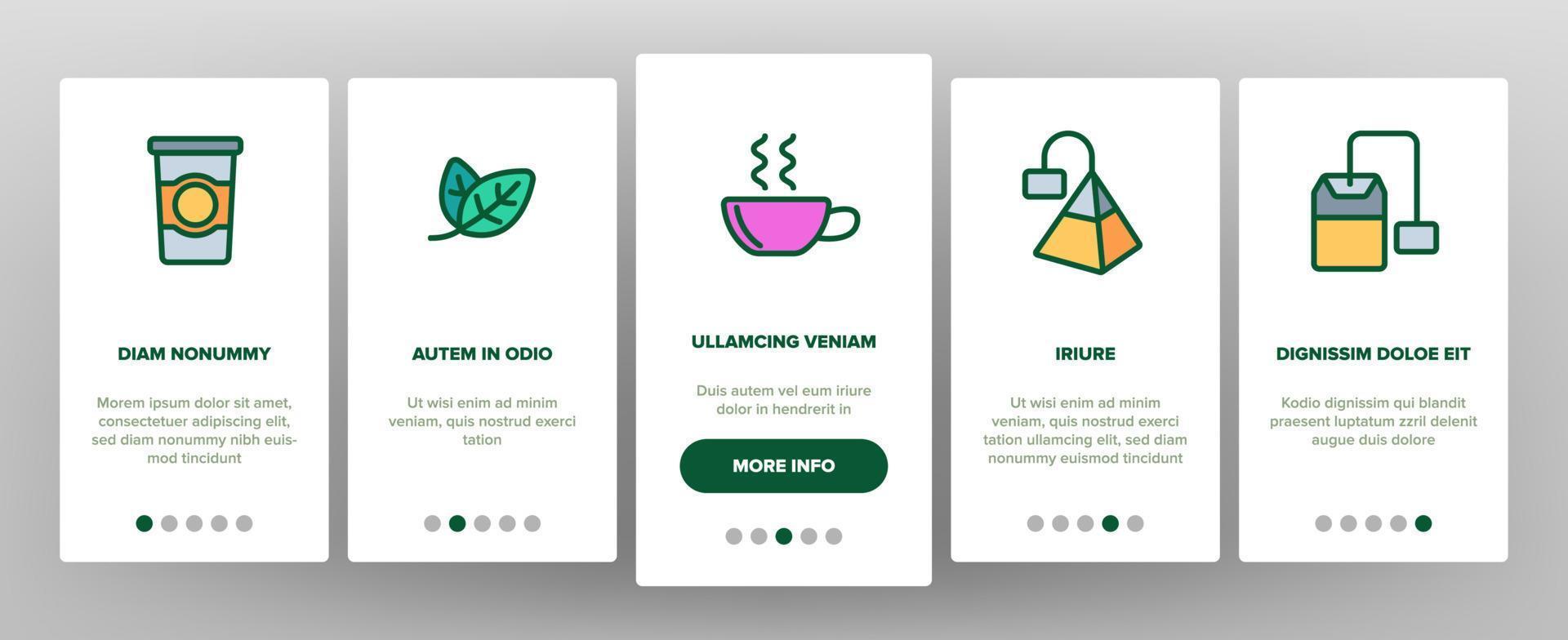 Tea Line Icon Set Vector. Restaurant Onboarding vector