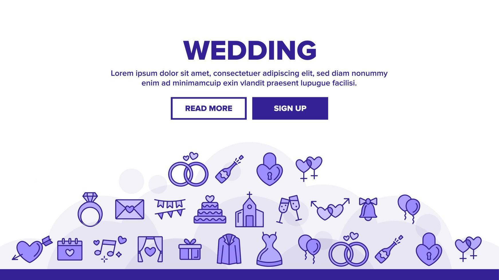 Wedding And Engaging Vector Linear Icons Set