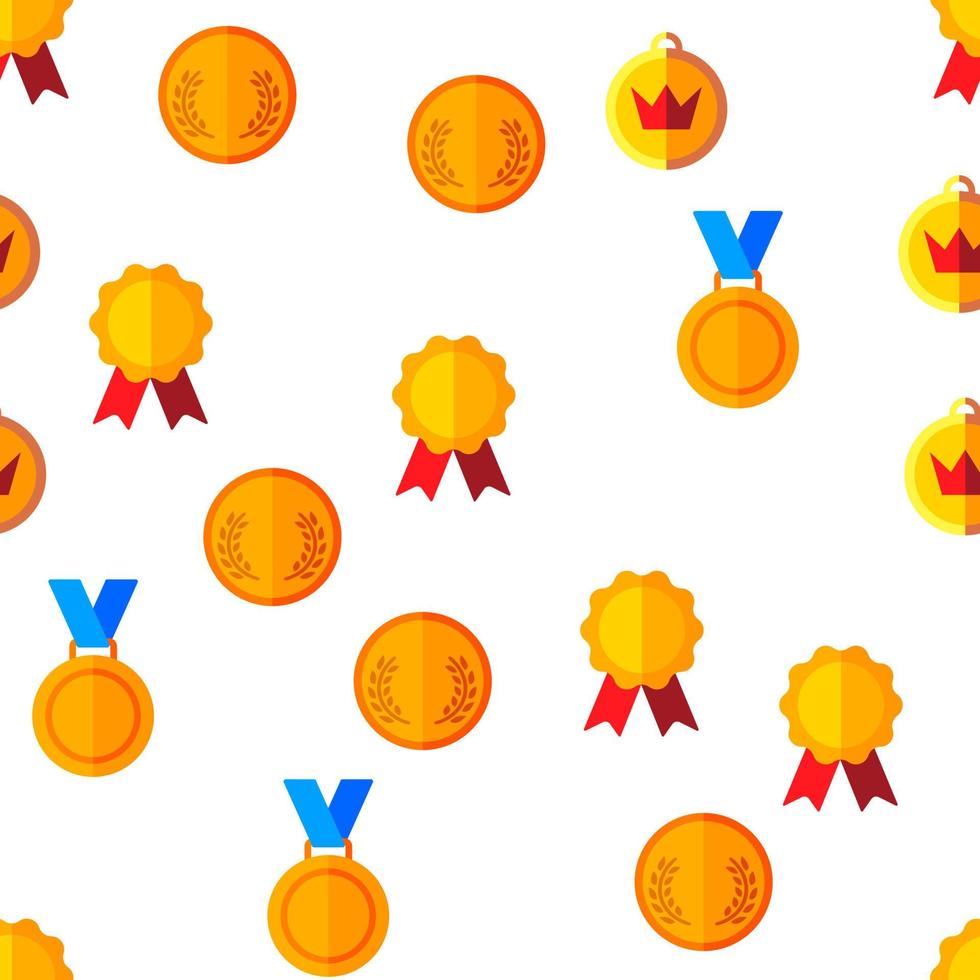 Golden, Bronze Medals Vector Seamless Pattern