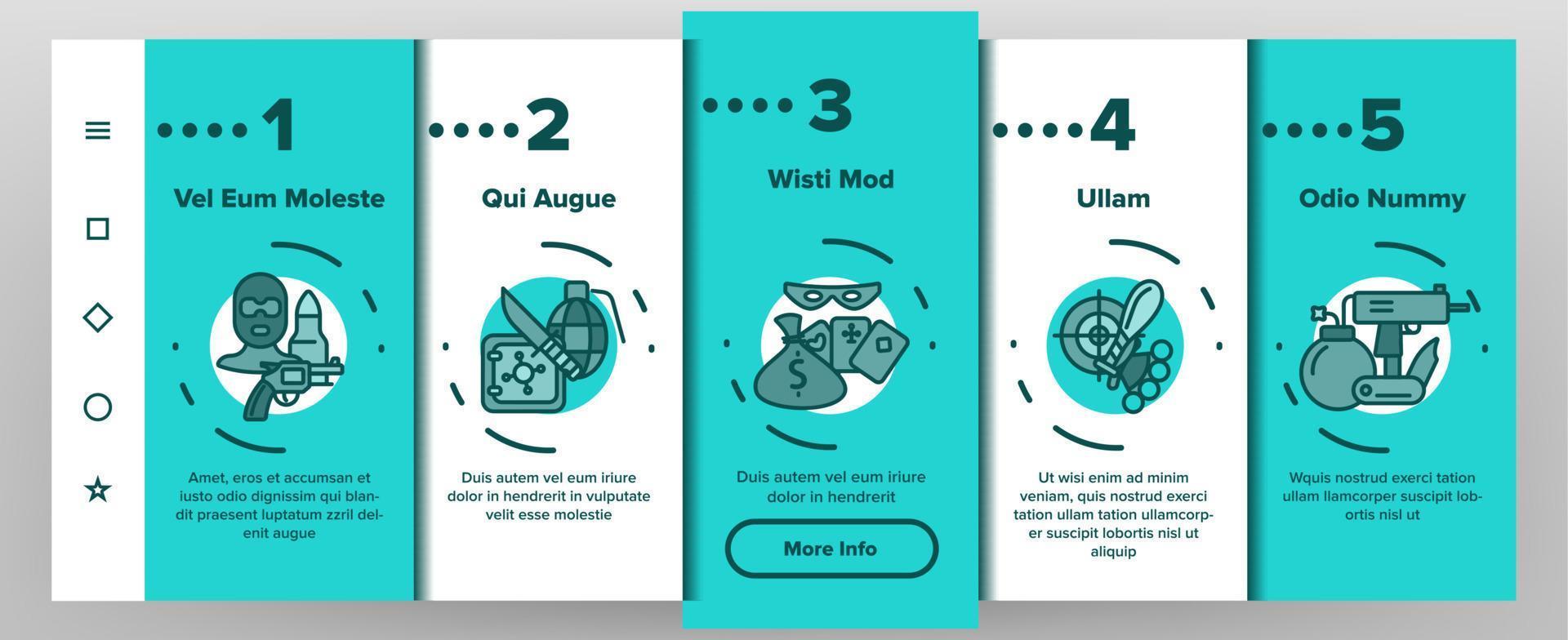 Criminal Acts, Bandit Vector Onboarding Mobile App Page Screen