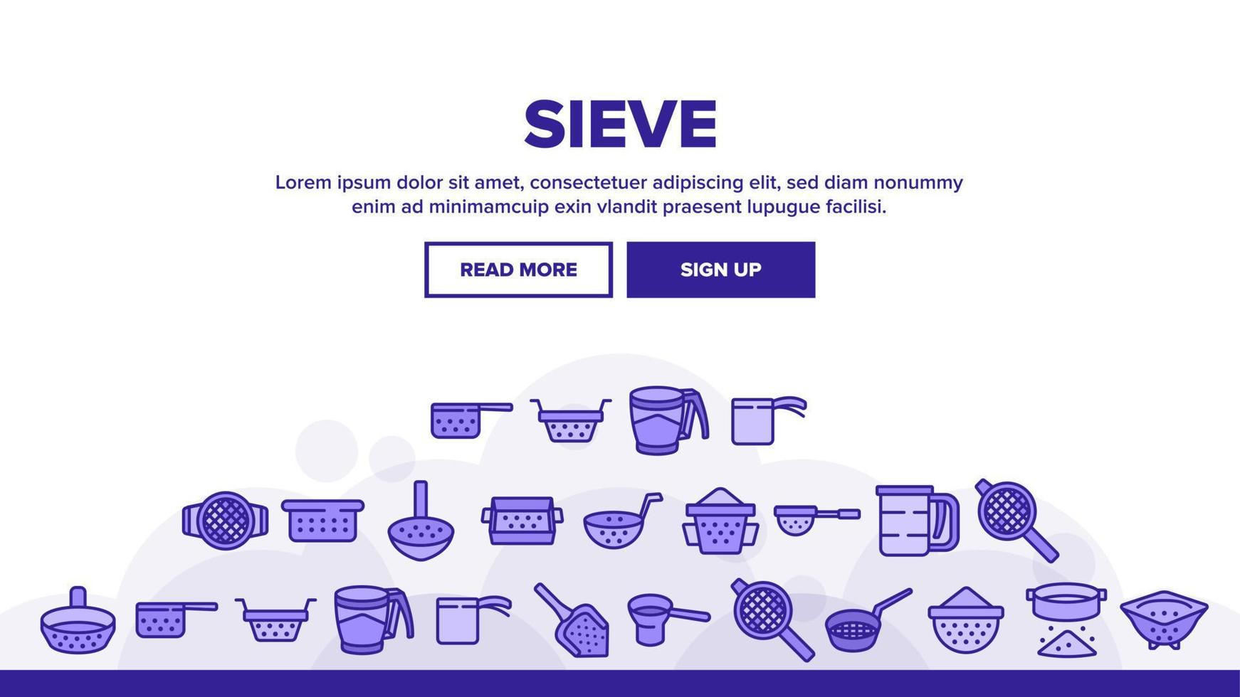 Sieve Kitchen Utensil Landing Header Vector
