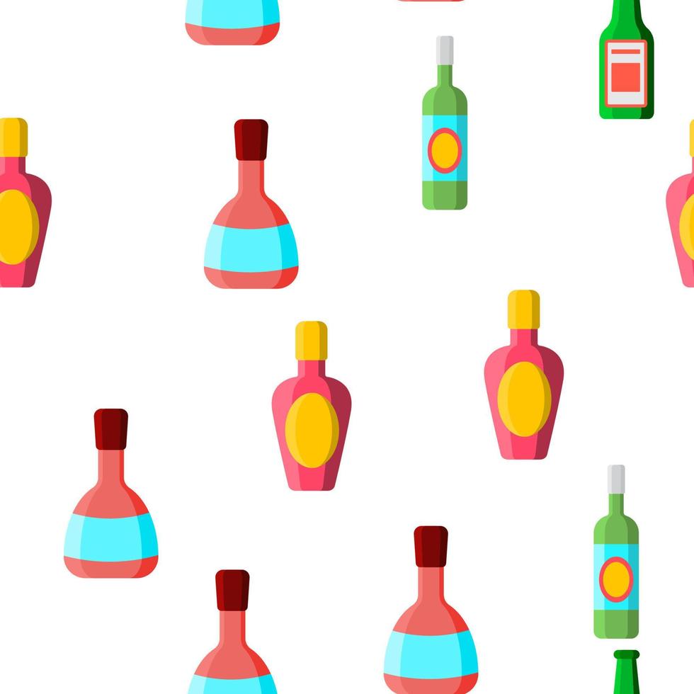 Glass Bottles Linear Vector Seamless Pattern