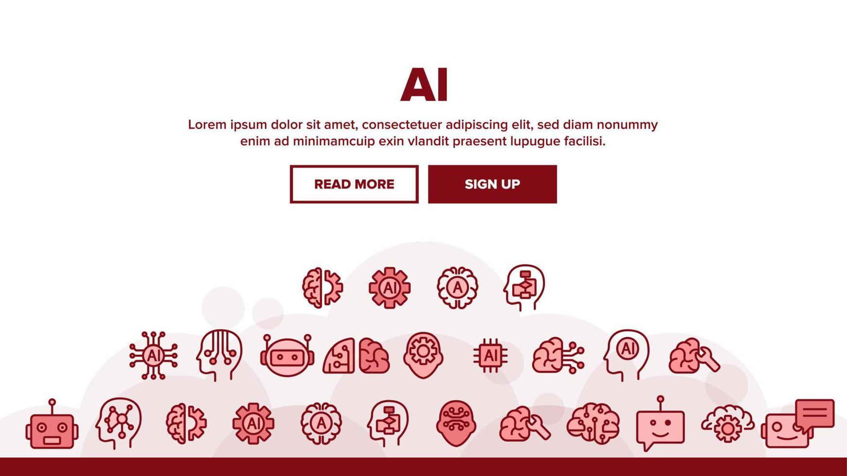 Artificial Intelligence Elements Vector Icons Set