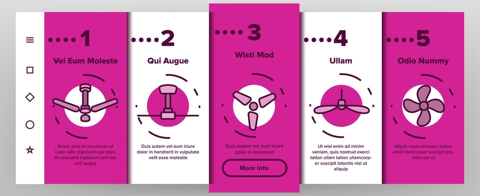 Ceiling Fans, Propellers Vector Onboarding Mobile App Page Screen