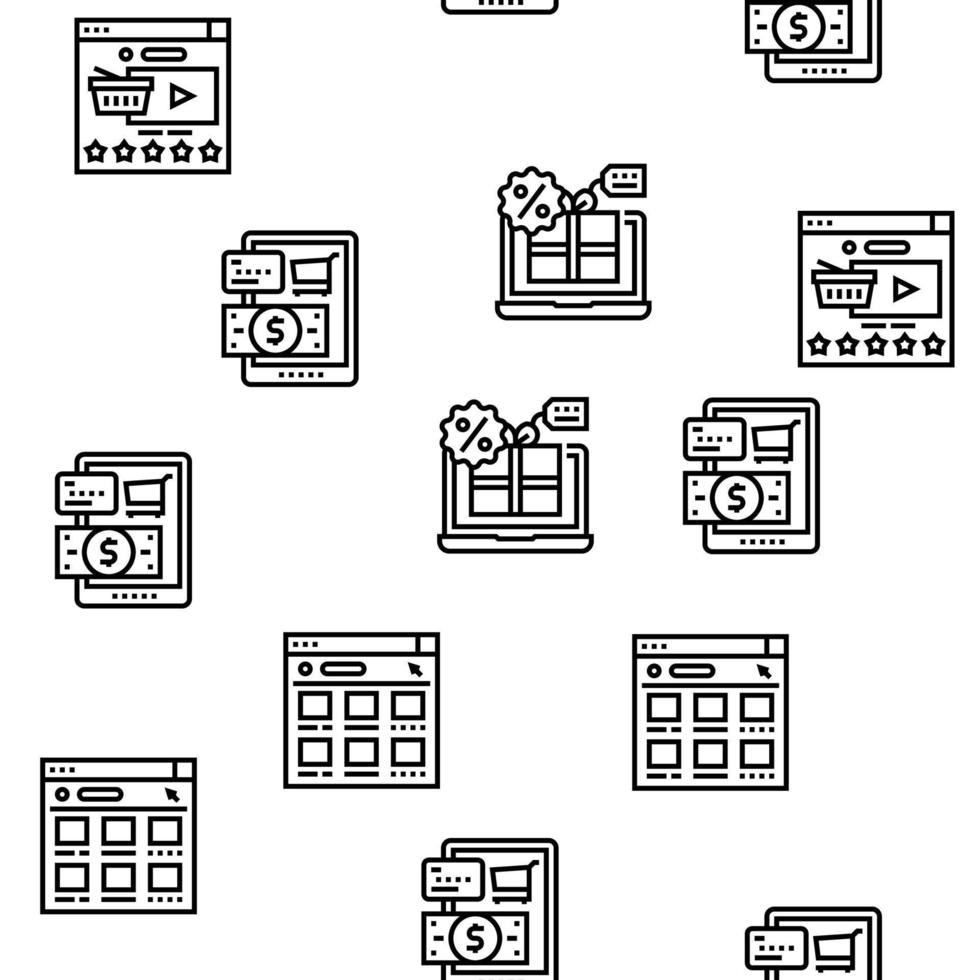 comercio electrónico y compras en línea vector de patrones sin fisuras