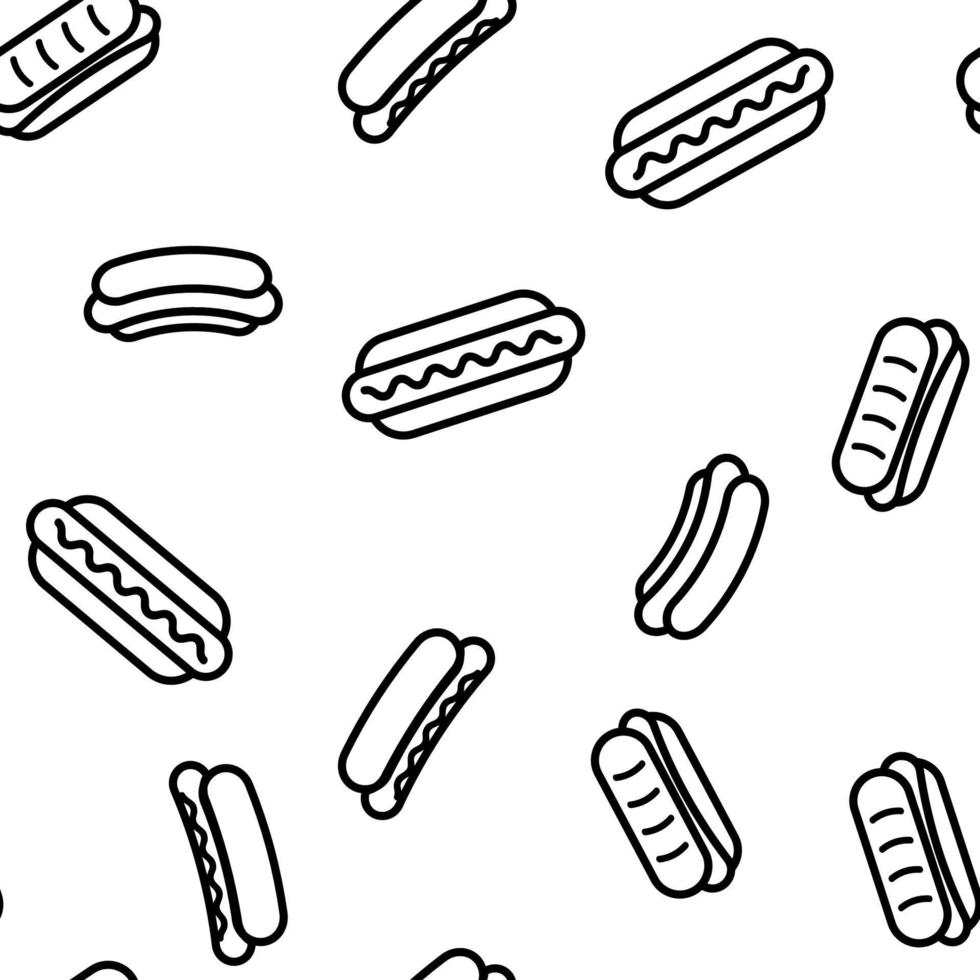 Hot Dog, Burger Vector Seamless Pattern