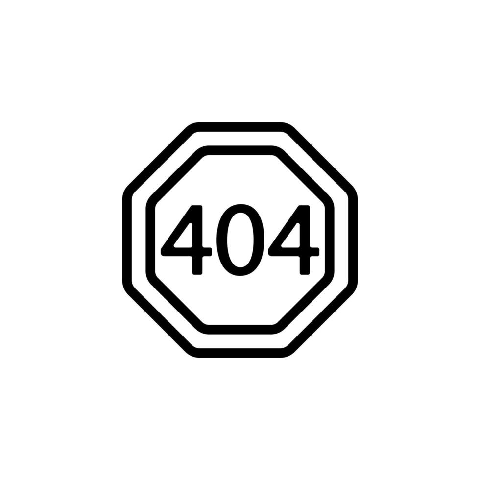 Error 404 vector icon. Isolated contour symbol illustration