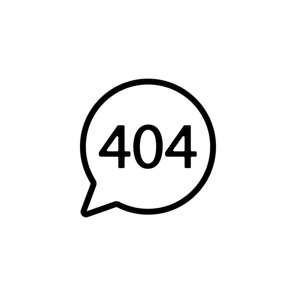 Error 404 vector icon. Isolated contour symbol illustration