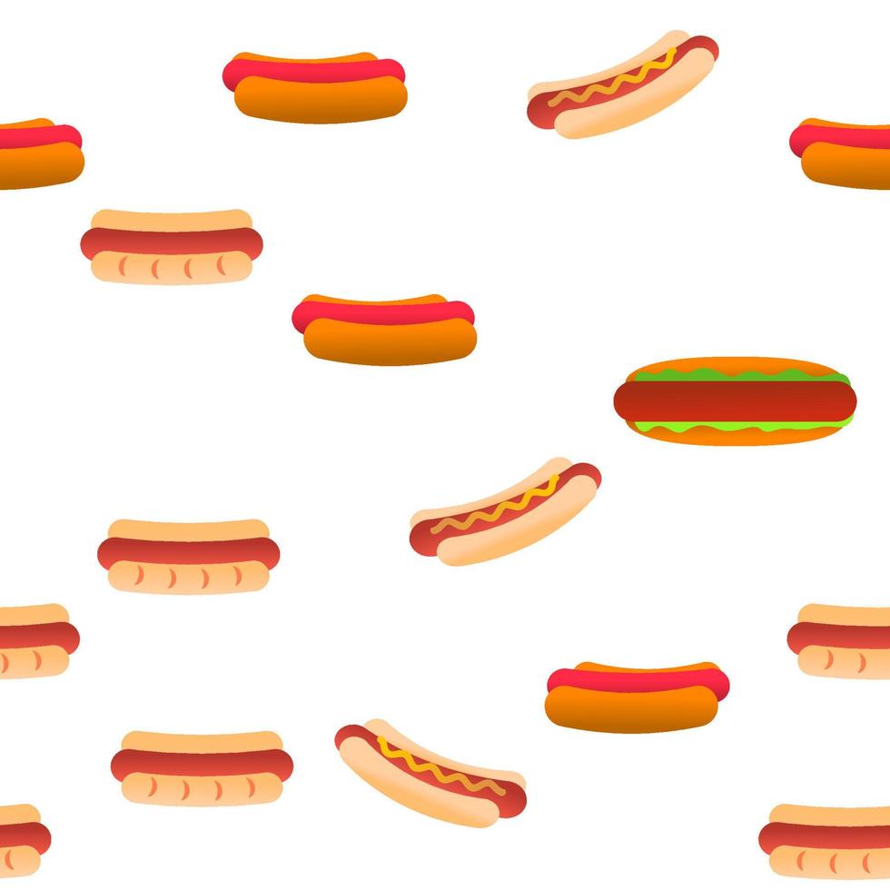 Hot Dog, Burger Vector Seamless Pattern