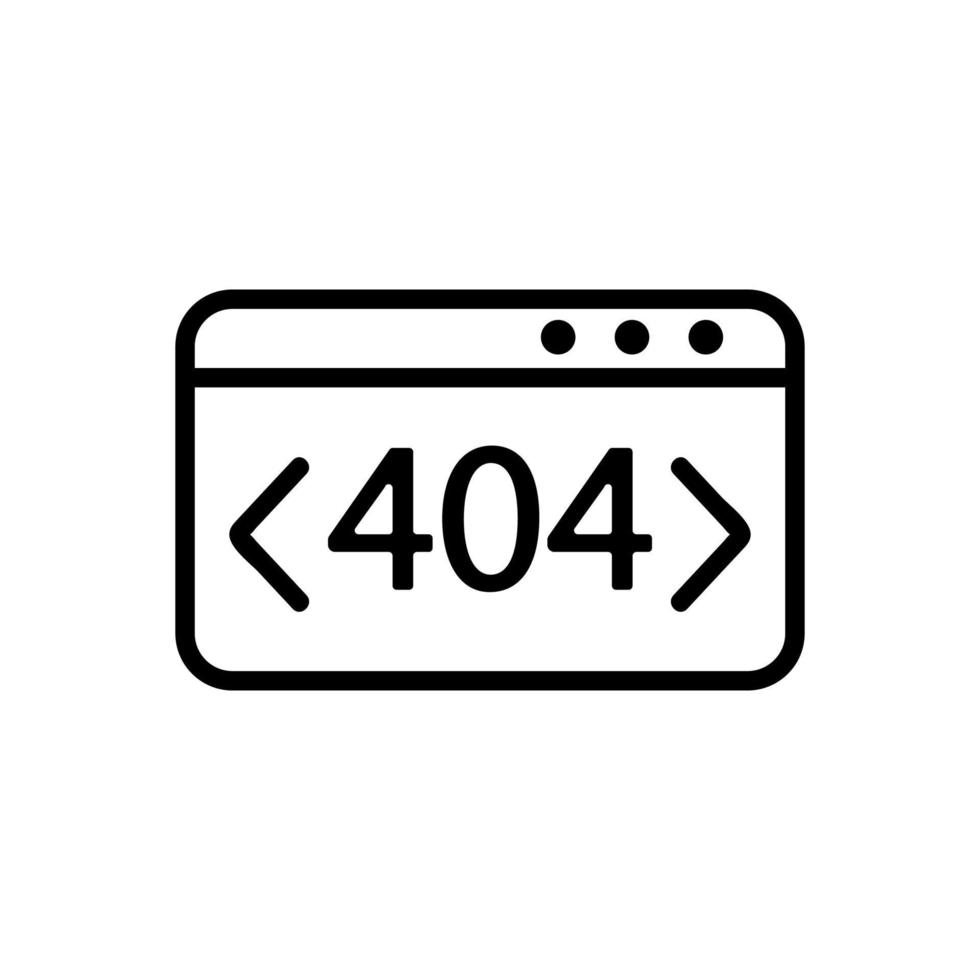 Error 404 vector icon. Isolated contour symbol illustration