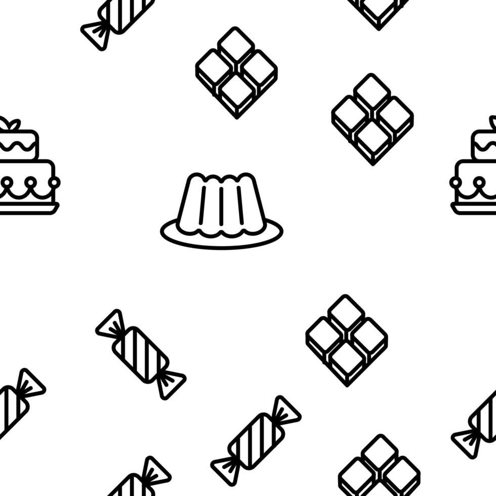 Desserts, Pastry, Sweets Vector Seamless Pattern