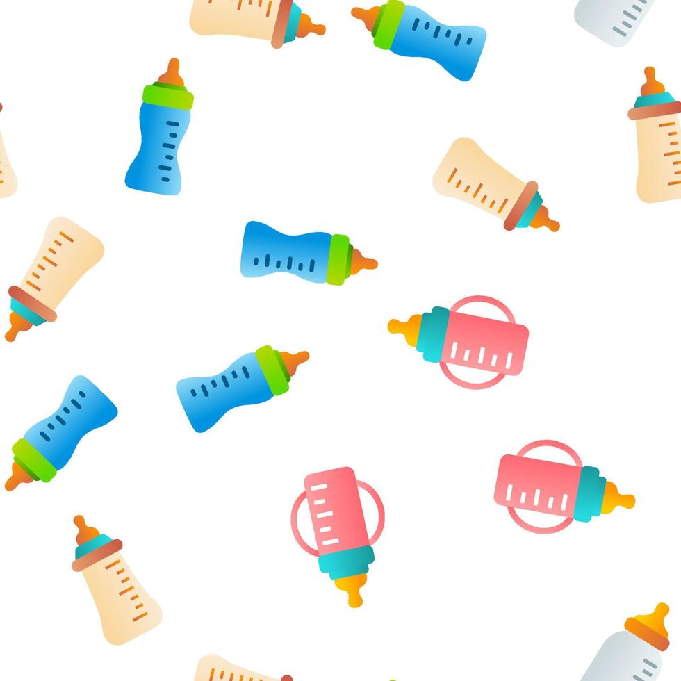 Baby Bottle, Childcare Equipment Vector Seamless Pattern