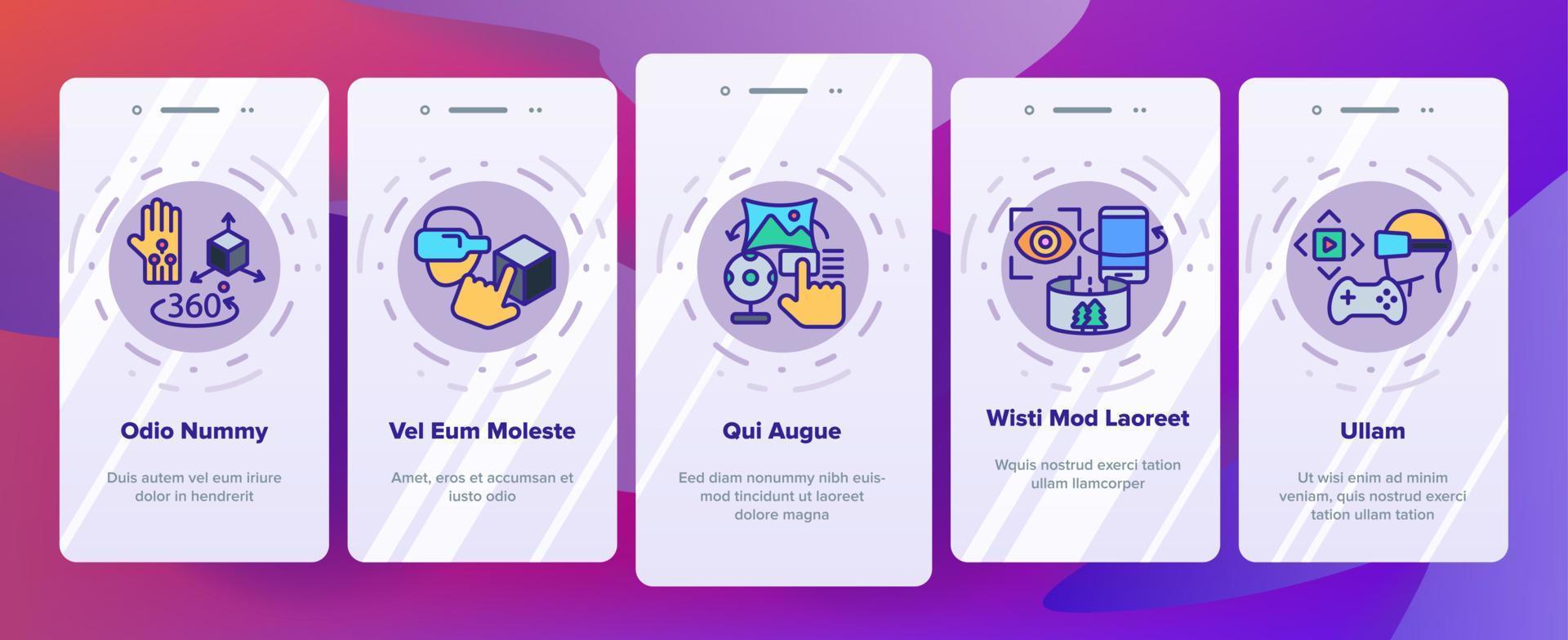 Augmented, Virtual Reality Vector Onboarding Mobile App Page Screen