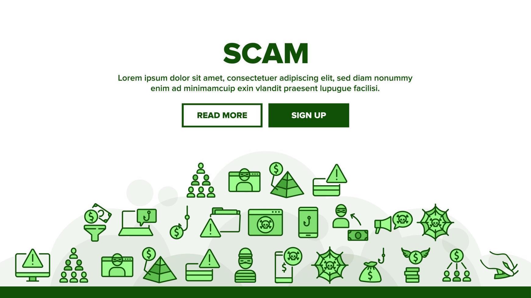 Scam Finance Criminal Landing Header Vector