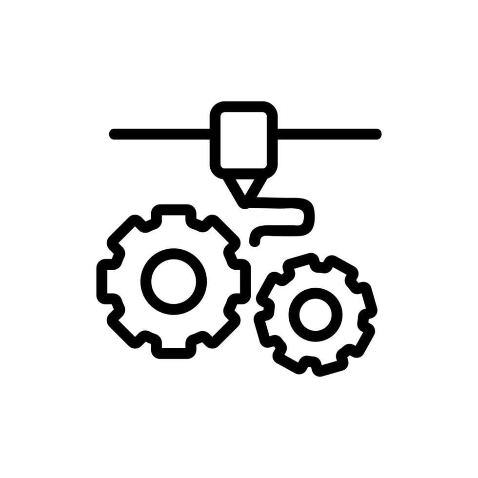 3D print printer icon vector. Isolated contour symbol illustration vector