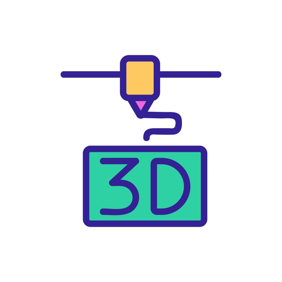 3D print printer icon vector. Isolated contour symbol illustration vector