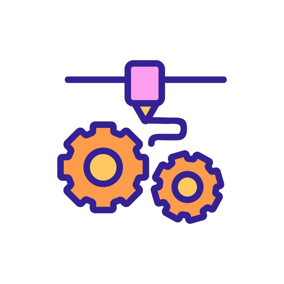 3D print printer icon vector. Isolated contour symbol illustration vector