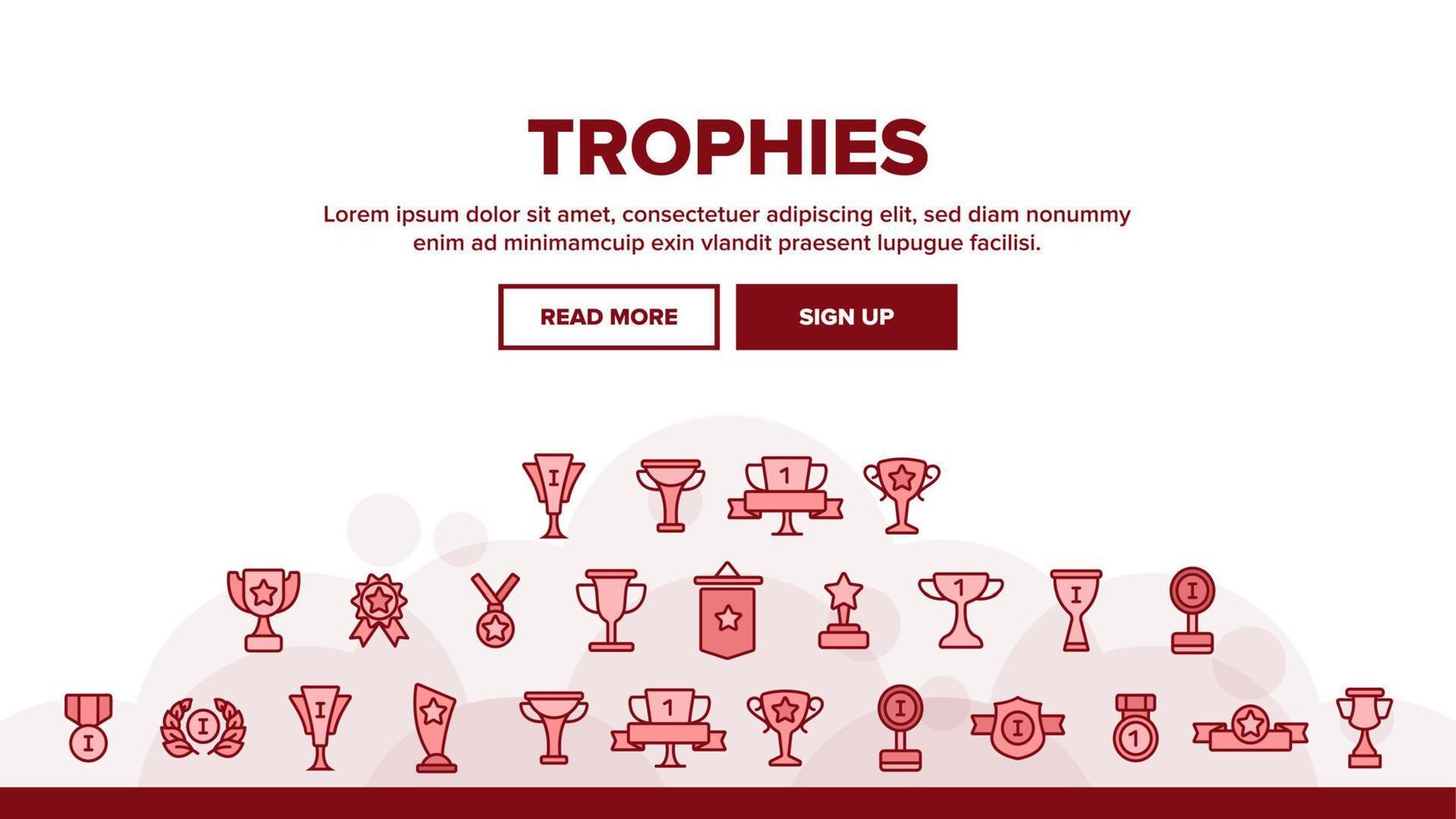 trofeos y medallas para el primer lugar conjunto de iconos lineales vectoriales vector