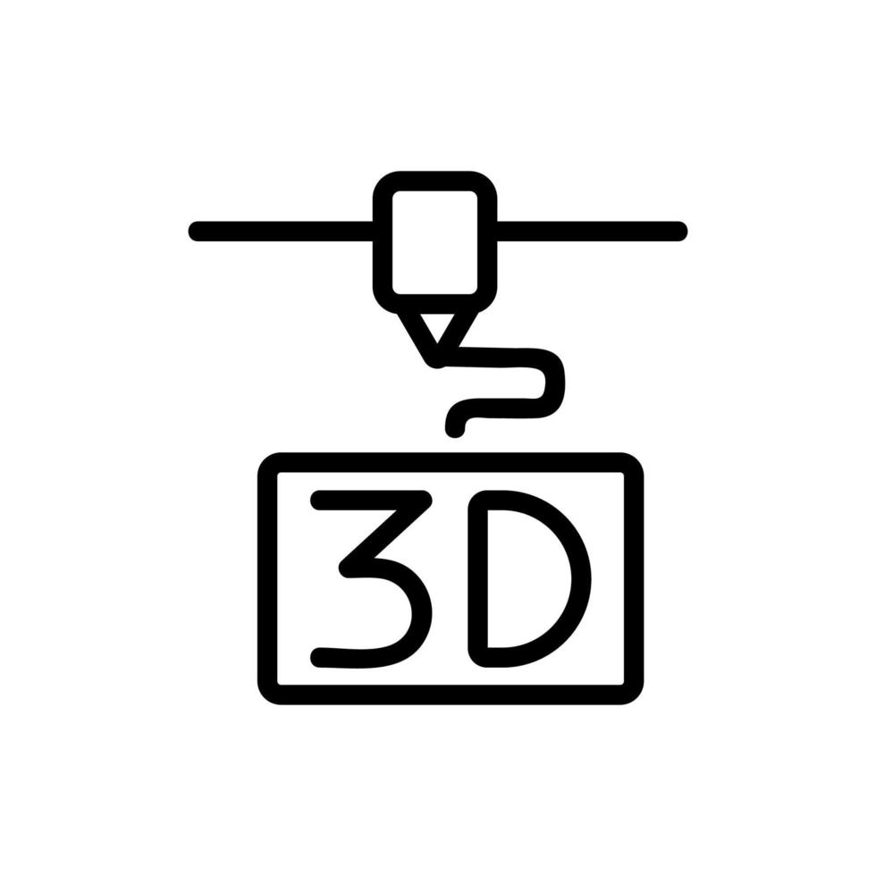 3D print printer icon vector. Isolated contour symbol illustration vector