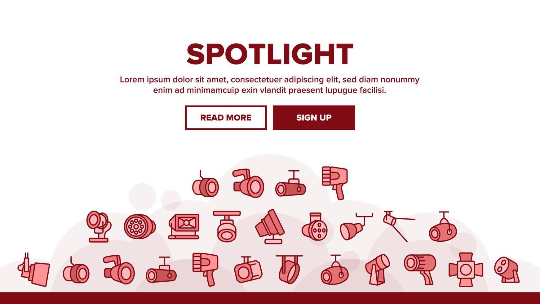 Spotlight Lamp Tool Landing Header Vector