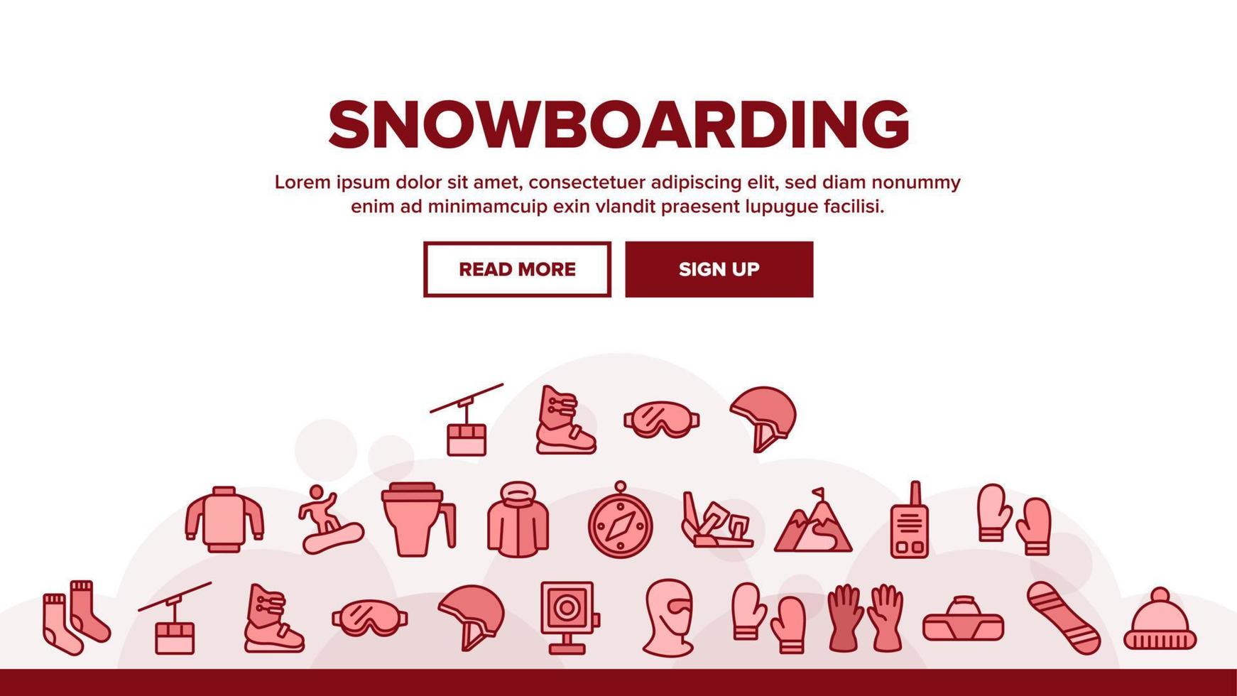 Snowboarding Landing Header Vector