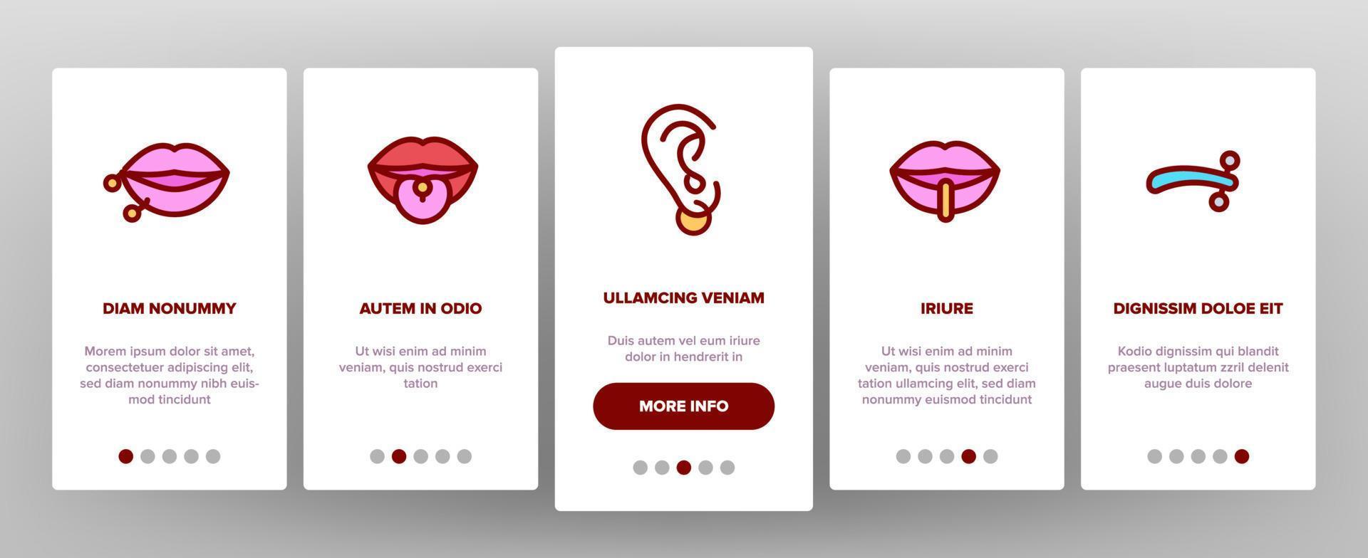 Piercing Salon Theme Linear Vector Onboarding