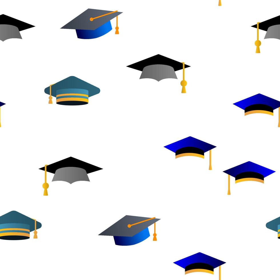 Mortarboard, Academic Cap Vector Seamless Pattern