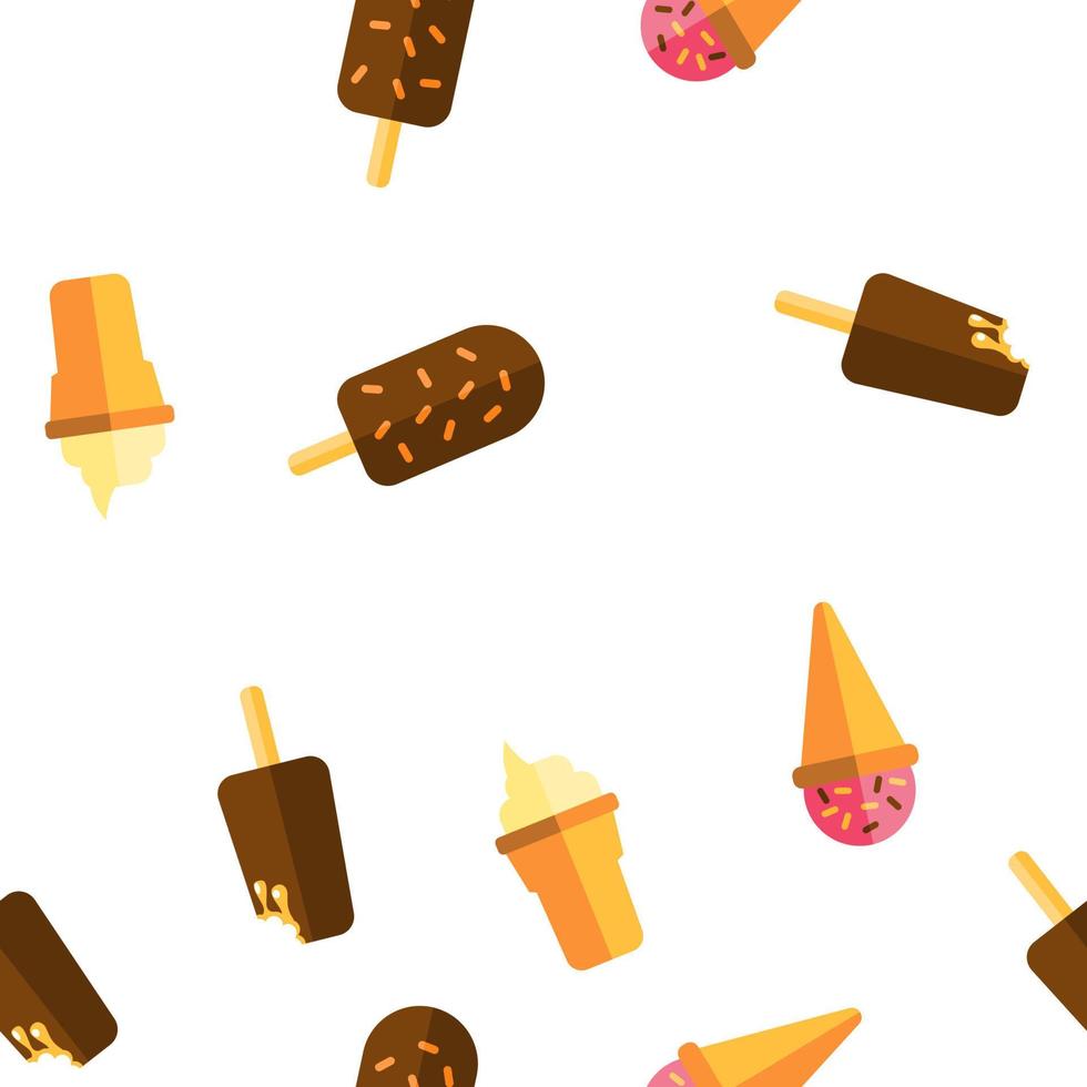 Ice Cream Icon Set Vector Seamless Pattern