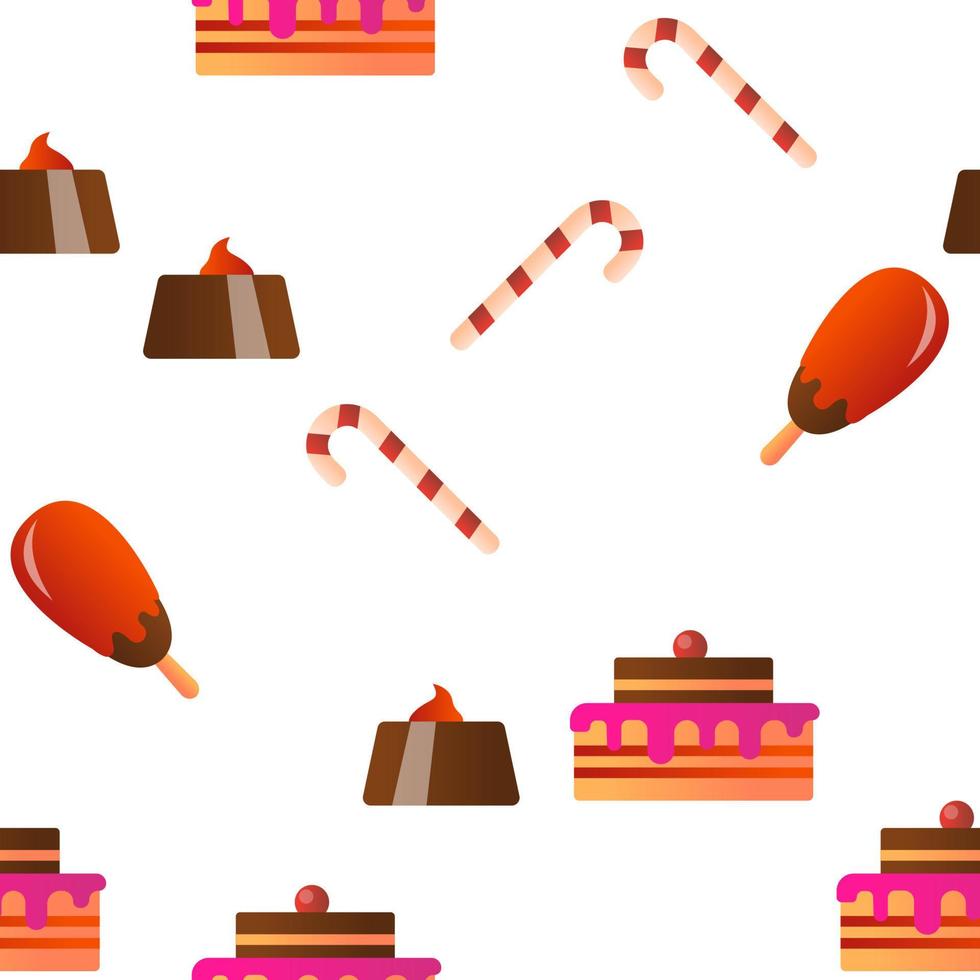 Desserts, Pastry, Sweets Vector Seamless Pattern