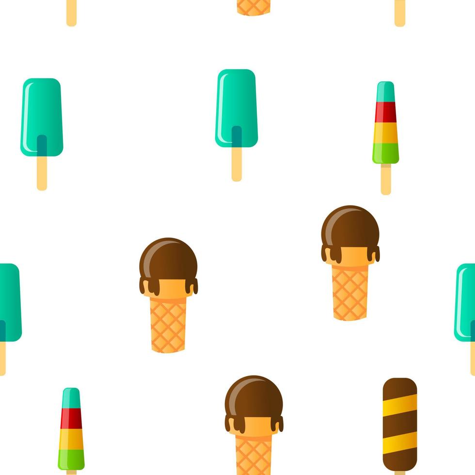 Ice Cream Icon Set Vector Seamless Pattern