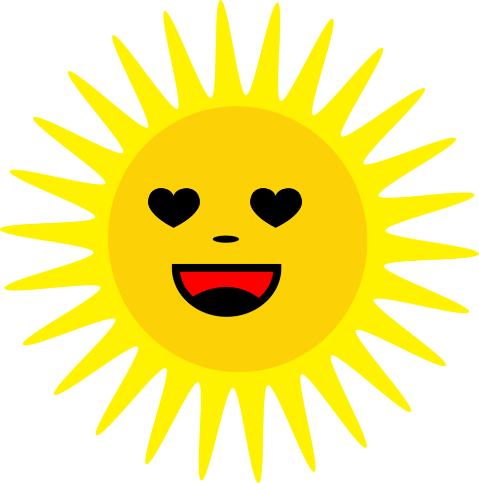 disegno di simbolo del segno del fumetto di emozione dell'icona del sole png