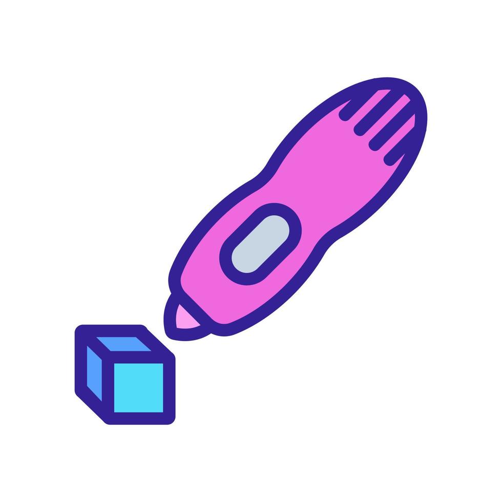 3d pen construction square icon vector outline illustration