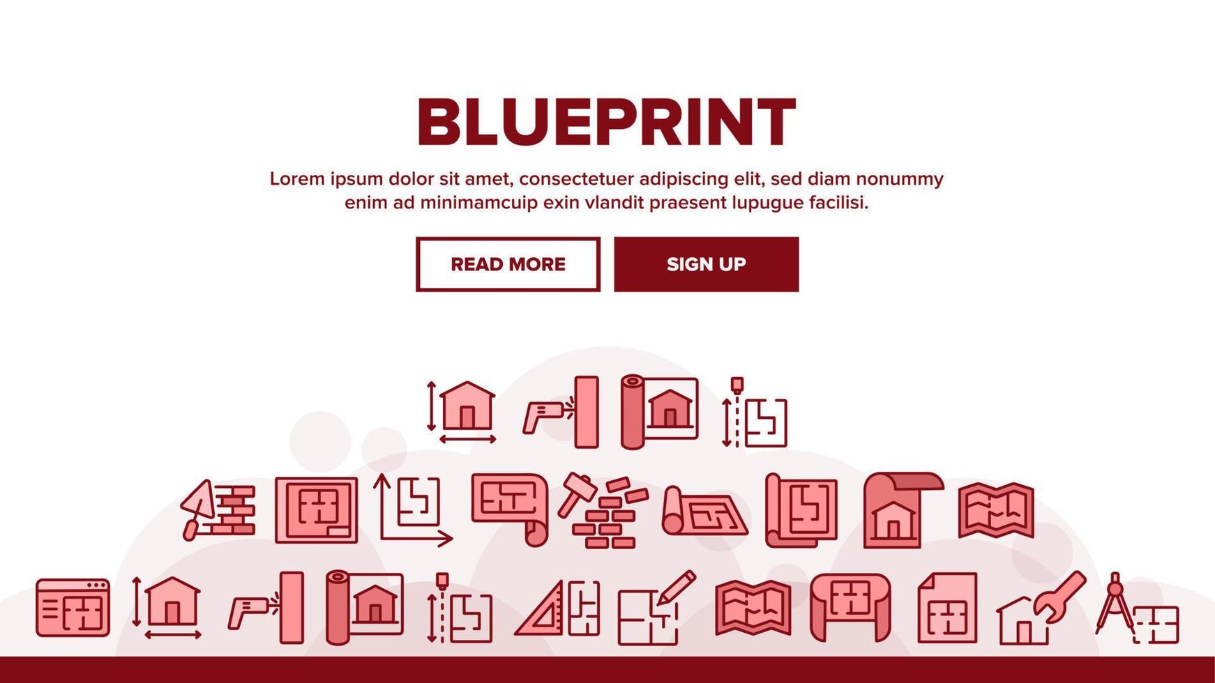 Blueprint Architecture Landing Header Vector