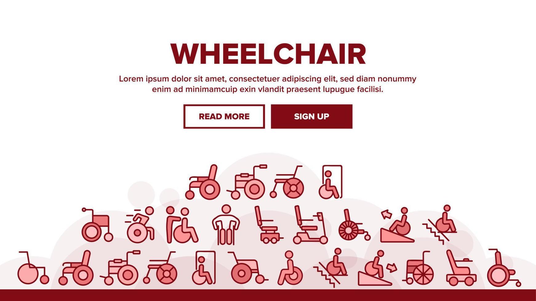 Wheelchair For Invalid Landing Header Vector