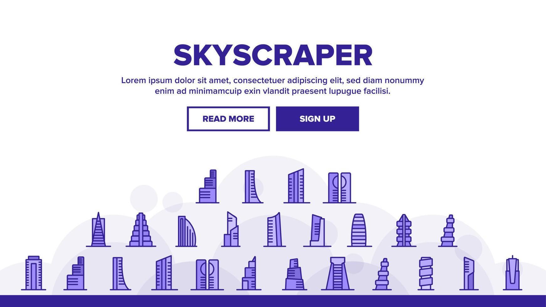 Skyscraper Building Landing Header Vector