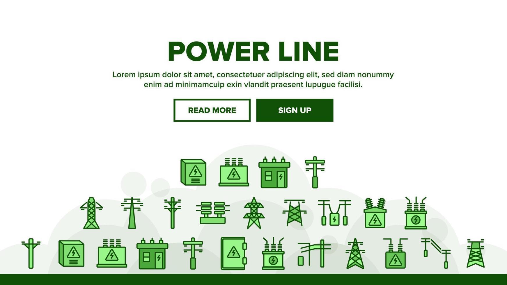 Power Line Electricity Landing Header Vector