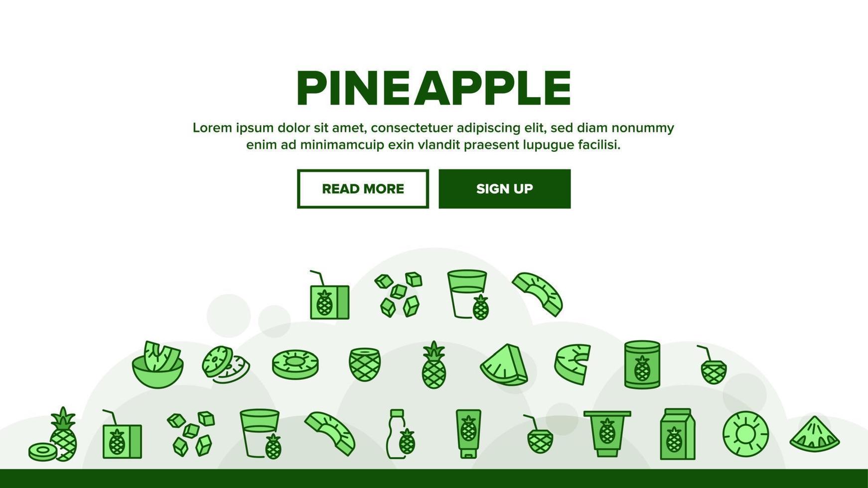 Pineapple Exotic food Landing Header Vector