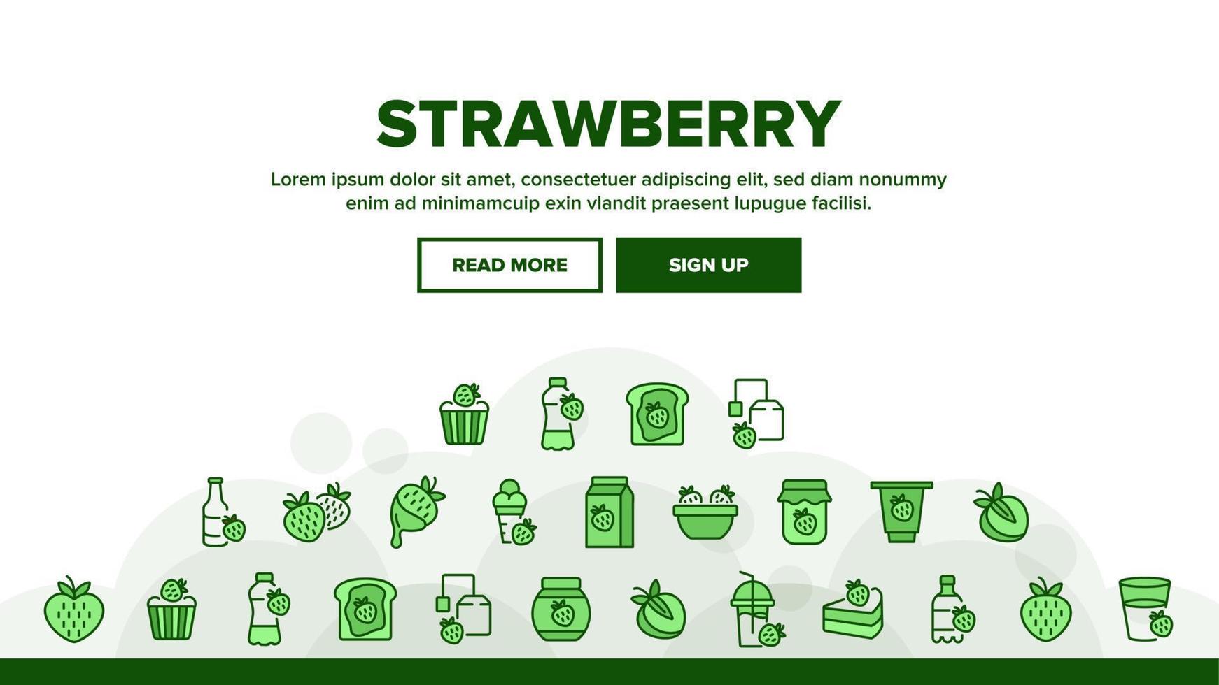 Strawberry Tasty Fruit Landing Header Vector