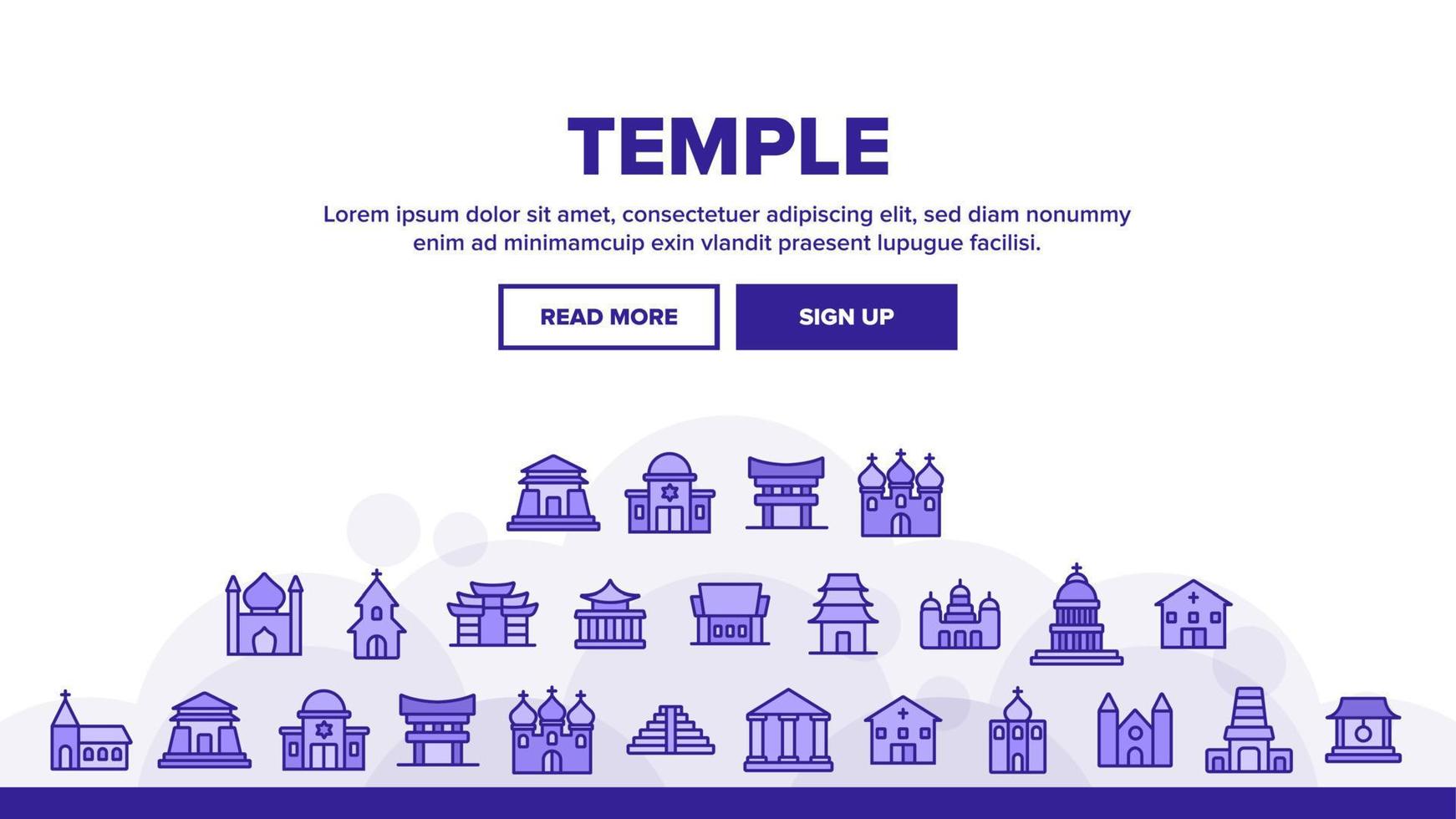 Temple Architecture Landing Header Vector