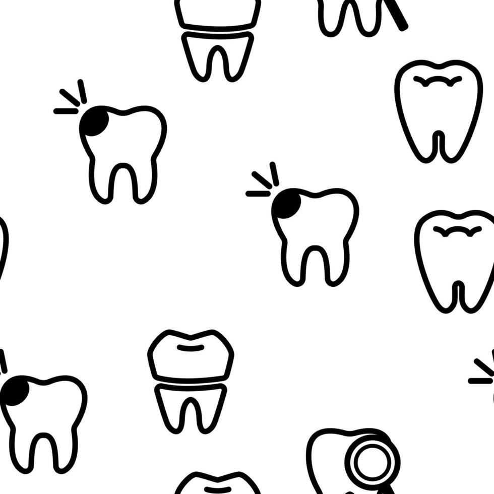 Tooth Icon Vector Seamless Pattern