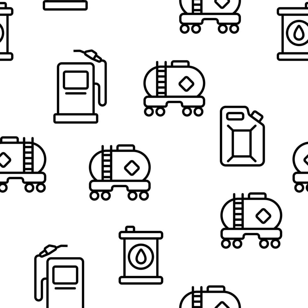 Gas, Petrol Tank Linear Vector Seamless Pattern