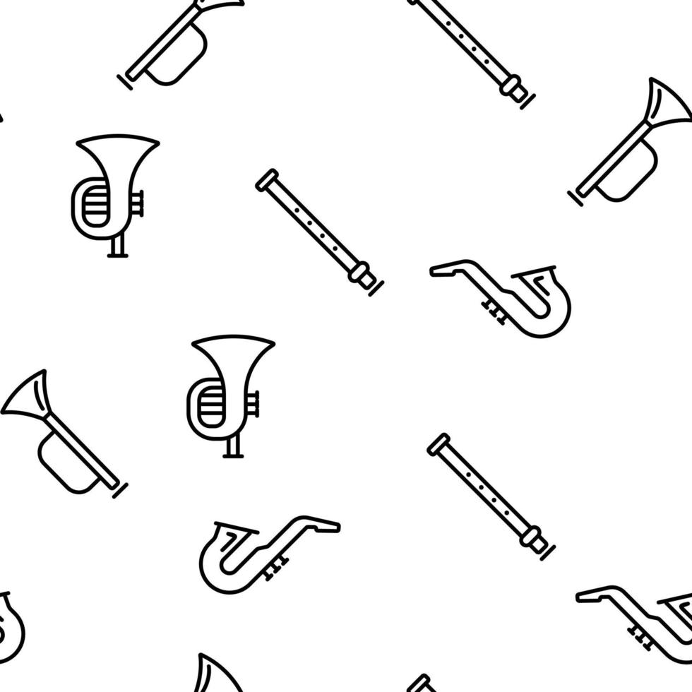 Wind Musical Instruments Vector Seamless Pattern