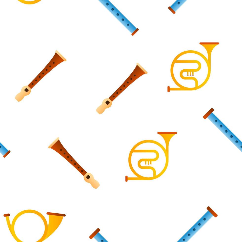 Wind Musical Instruments Vector Seamless Pattern